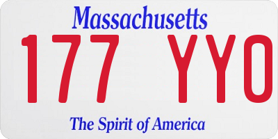 MA license plate 177YY0