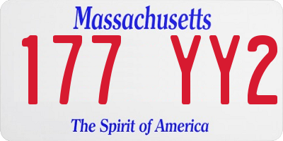 MA license plate 177YY2