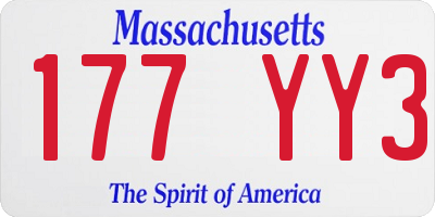 MA license plate 177YY3