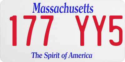 MA license plate 177YY5