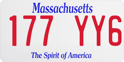 MA license plate 177YY6