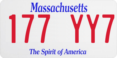 MA license plate 177YY7