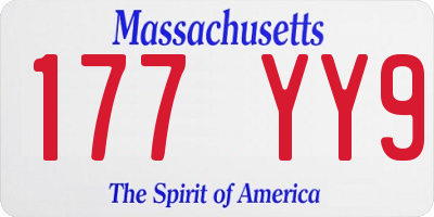 MA license plate 177YY9
