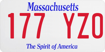 MA license plate 177YZ0