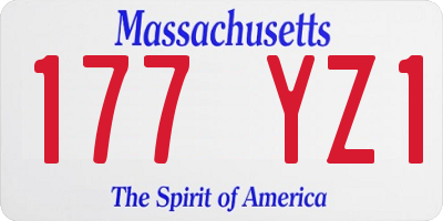 MA license plate 177YZ1
