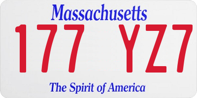 MA license plate 177YZ7