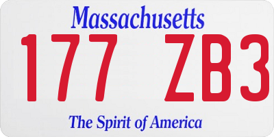 MA license plate 177ZB3