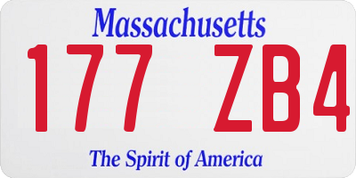MA license plate 177ZB4