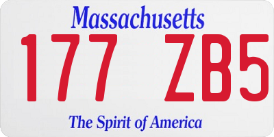 MA license plate 177ZB5