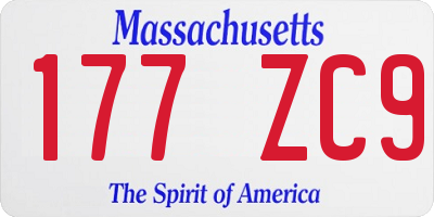 MA license plate 177ZC9