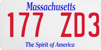 MA license plate 177ZD3