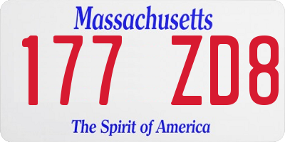 MA license plate 177ZD8