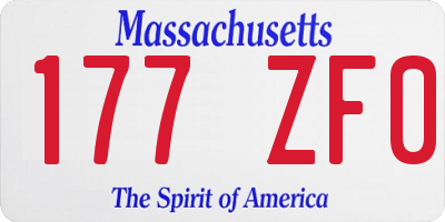 MA license plate 177ZF0
