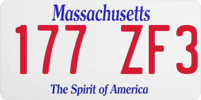 MA license plate 177ZF3