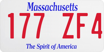 MA license plate 177ZF4