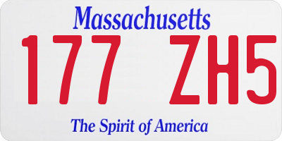 MA license plate 177ZH5