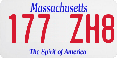 MA license plate 177ZH8