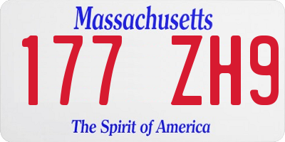 MA license plate 177ZH9