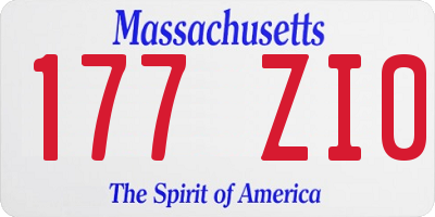 MA license plate 177ZI0