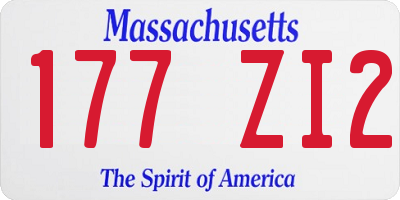 MA license plate 177ZI2