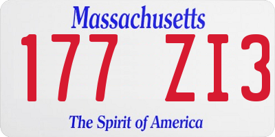 MA license plate 177ZI3