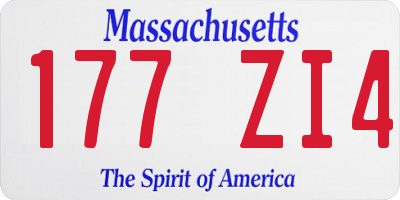 MA license plate 177ZI4
