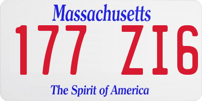 MA license plate 177ZI6
