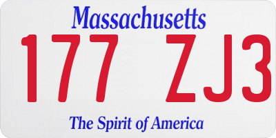MA license plate 177ZJ3