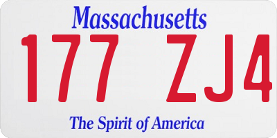 MA license plate 177ZJ4