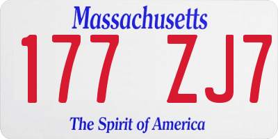 MA license plate 177ZJ7