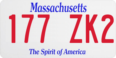 MA license plate 177ZK2