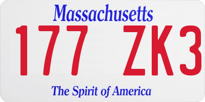 MA license plate 177ZK3