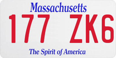 MA license plate 177ZK6
