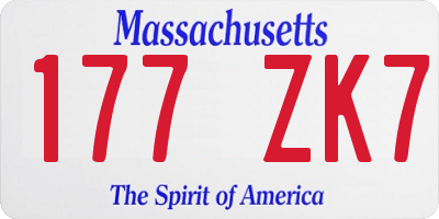 MA license plate 177ZK7