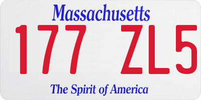 MA license plate 177ZL5