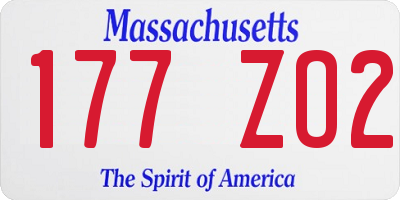 MA license plate 177ZO2