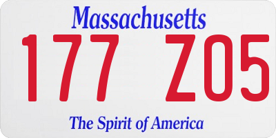 MA license plate 177ZO5
