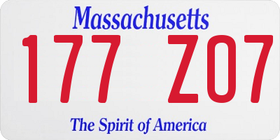 MA license plate 177ZO7