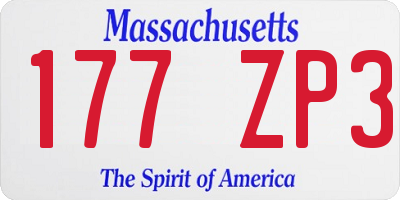 MA license plate 177ZP3