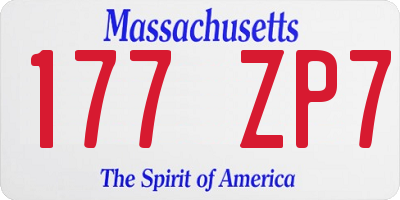 MA license plate 177ZP7