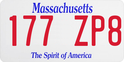 MA license plate 177ZP8