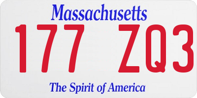 MA license plate 177ZQ3