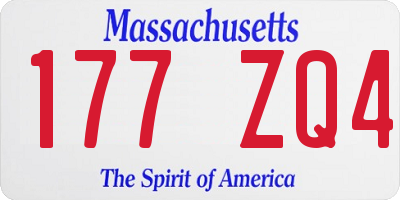 MA license plate 177ZQ4