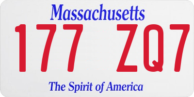 MA license plate 177ZQ7
