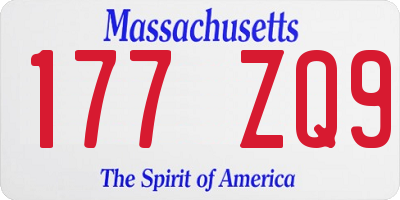 MA license plate 177ZQ9