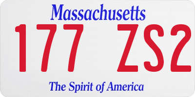 MA license plate 177ZS2