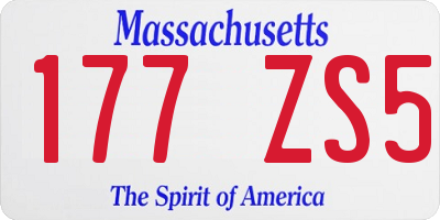 MA license plate 177ZS5