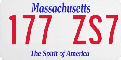 MA license plate 177ZS7