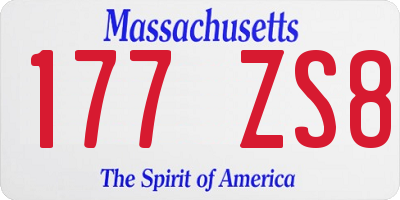MA license plate 177ZS8