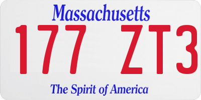 MA license plate 177ZT3